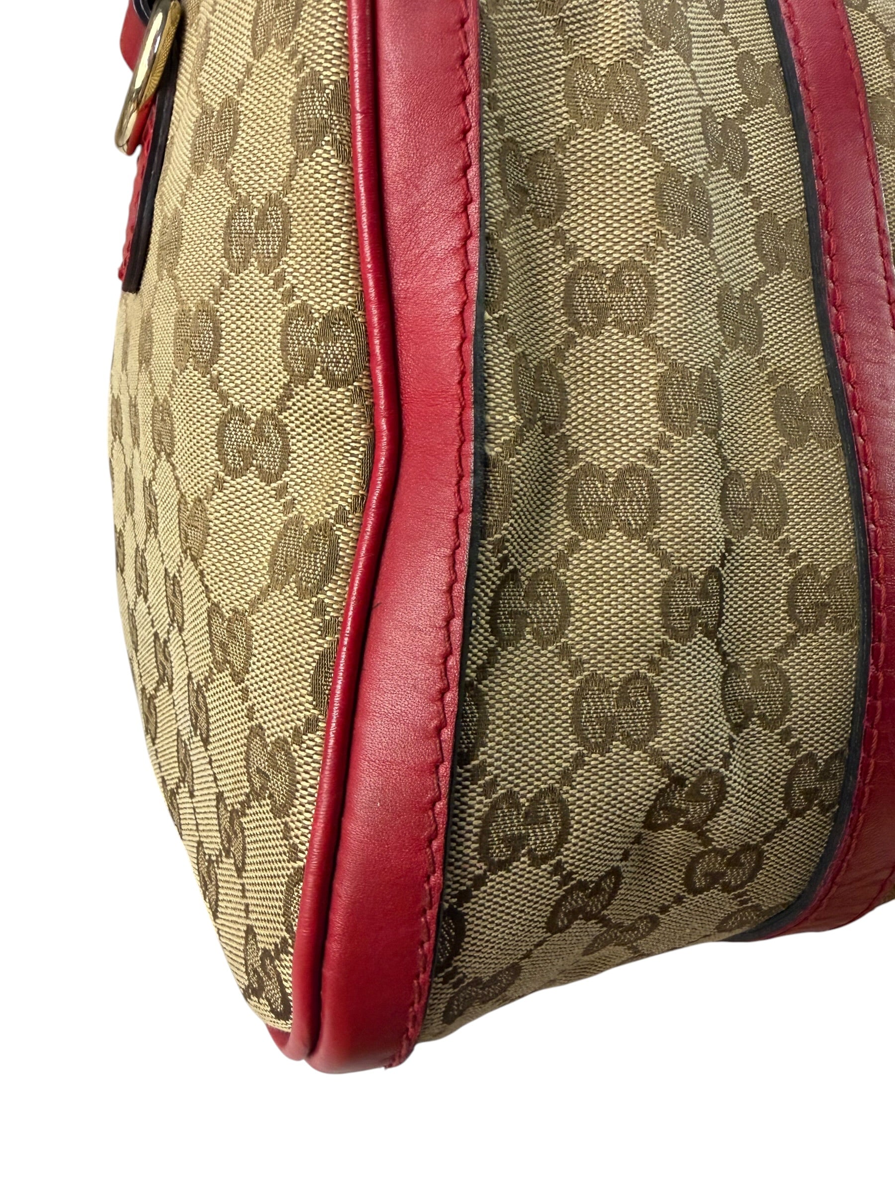 Gucci Beige/Red Leather GG Joy Boston Two-Way Bag