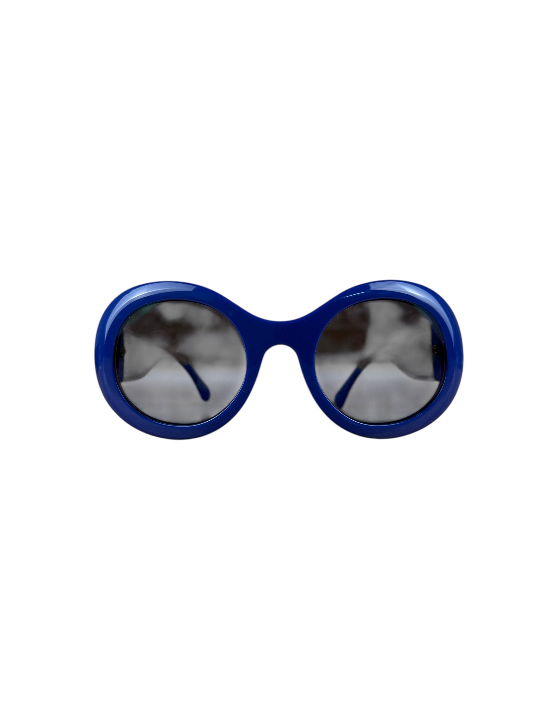 Chanel Vintage Blue Round Frame Sunglasses