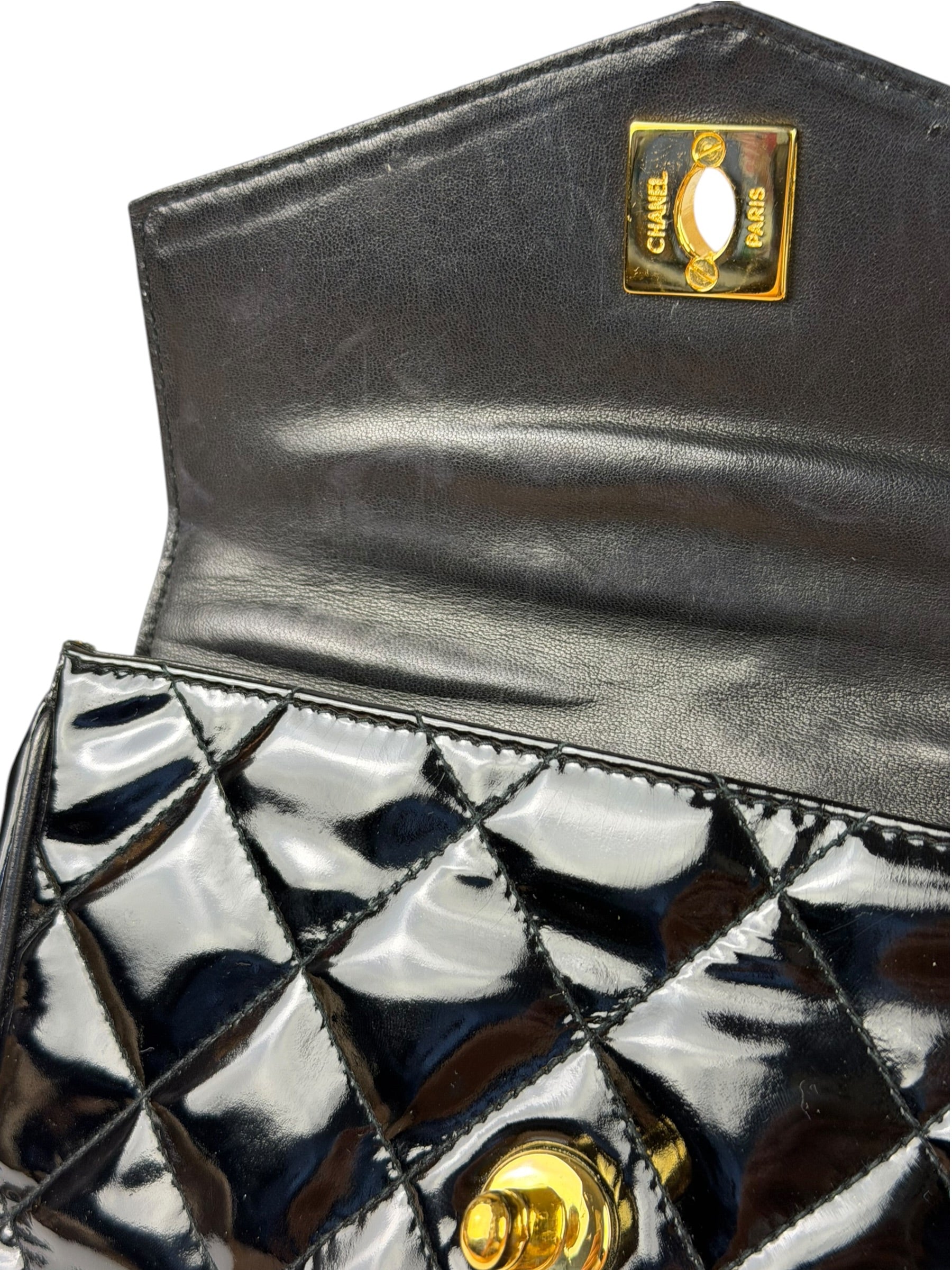 Chanel Black Patent Leather Belt Bag 1995
