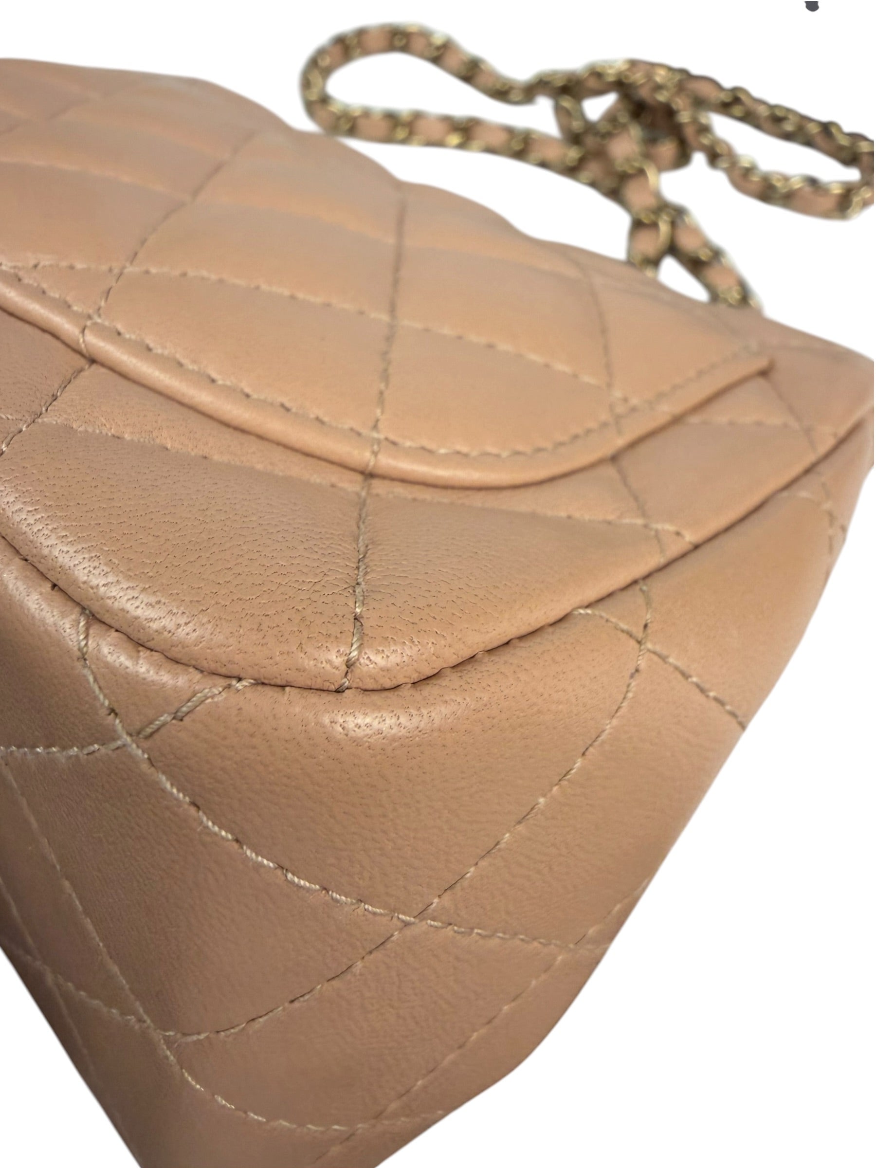 Chanel Beige Quilted Lambskin Mini Flap Bag 2023
