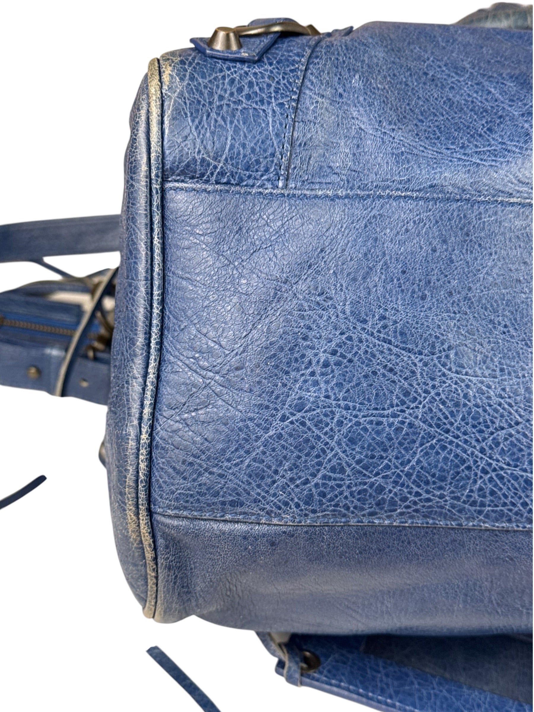 Balenciaga Navy Leather Moto Work Two-Way Bag