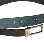 Gucci GG Leather Supreme Canvas Rectangular Buckle Belt