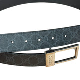 Gucci GG Leather Supreme Canvas Rectangular Buckle Belt