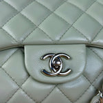 Chanel Light Sage Green Medium Classic Flap Shoulder Bag 2008