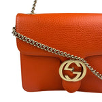 Gucci Orange Leather Small Dollar Interlocking G Shoulder Bag