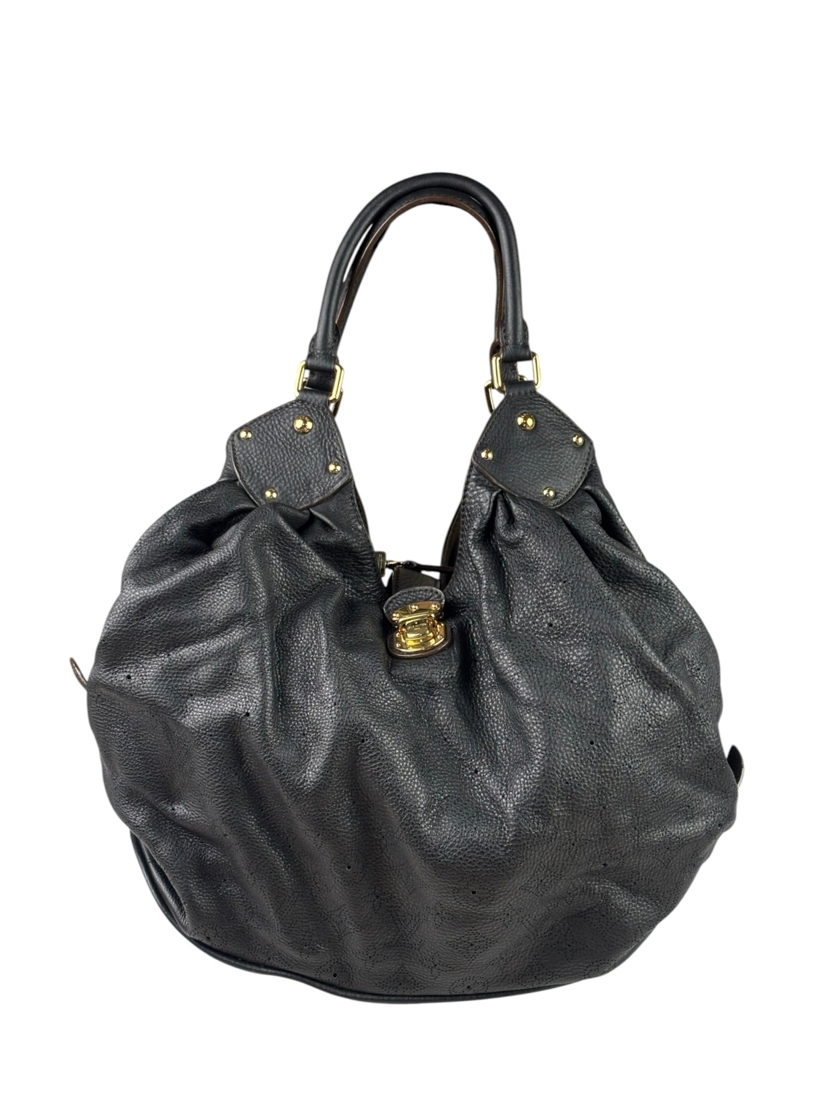 Louis Vuitton Black Calfskin Mahina XL Hobo Bag