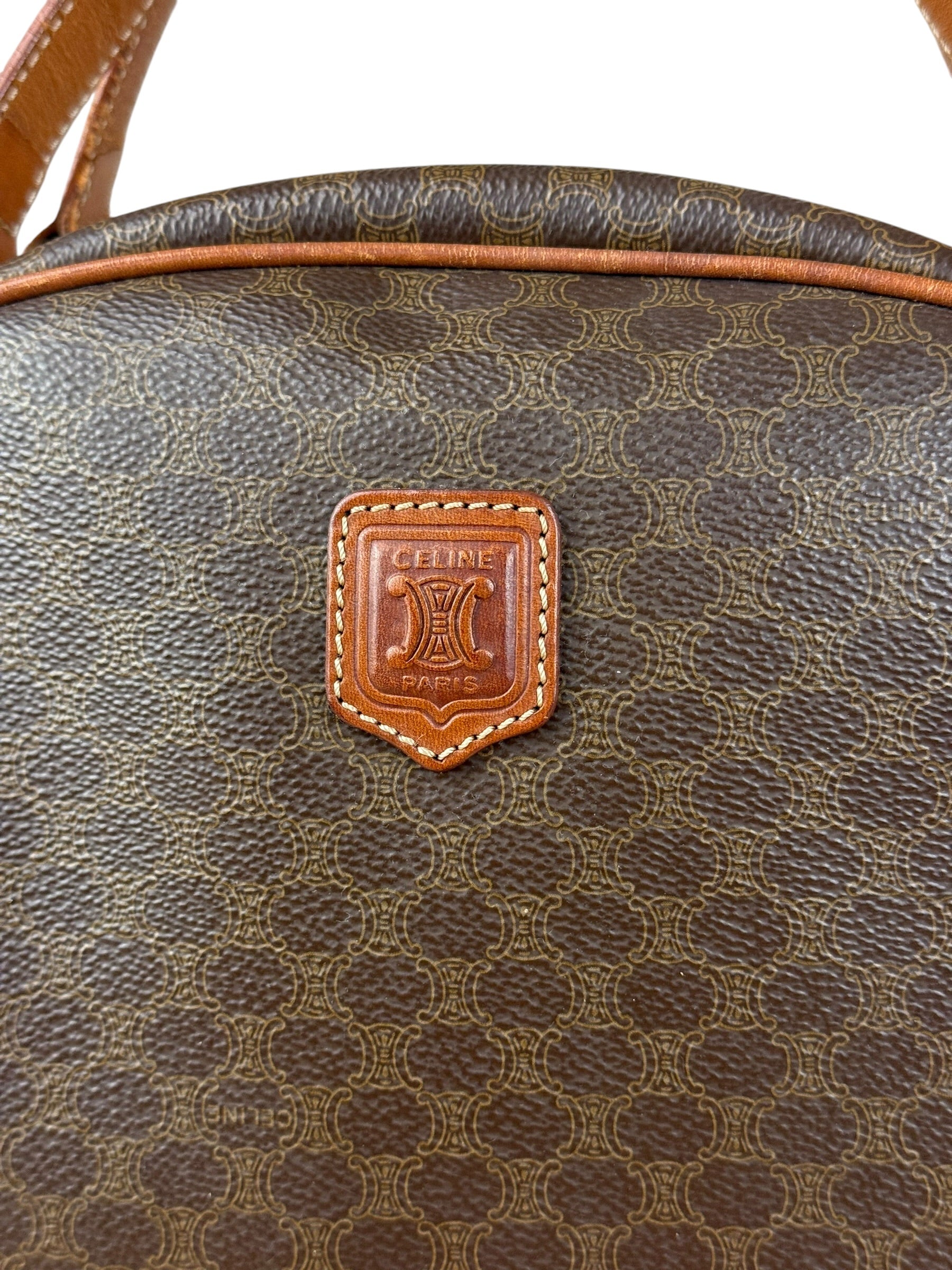 Celine Vintage Leather Macadam Dome Hand Bag
