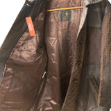 Fendi Brown Leather Trim Zucca Hooded Jacket