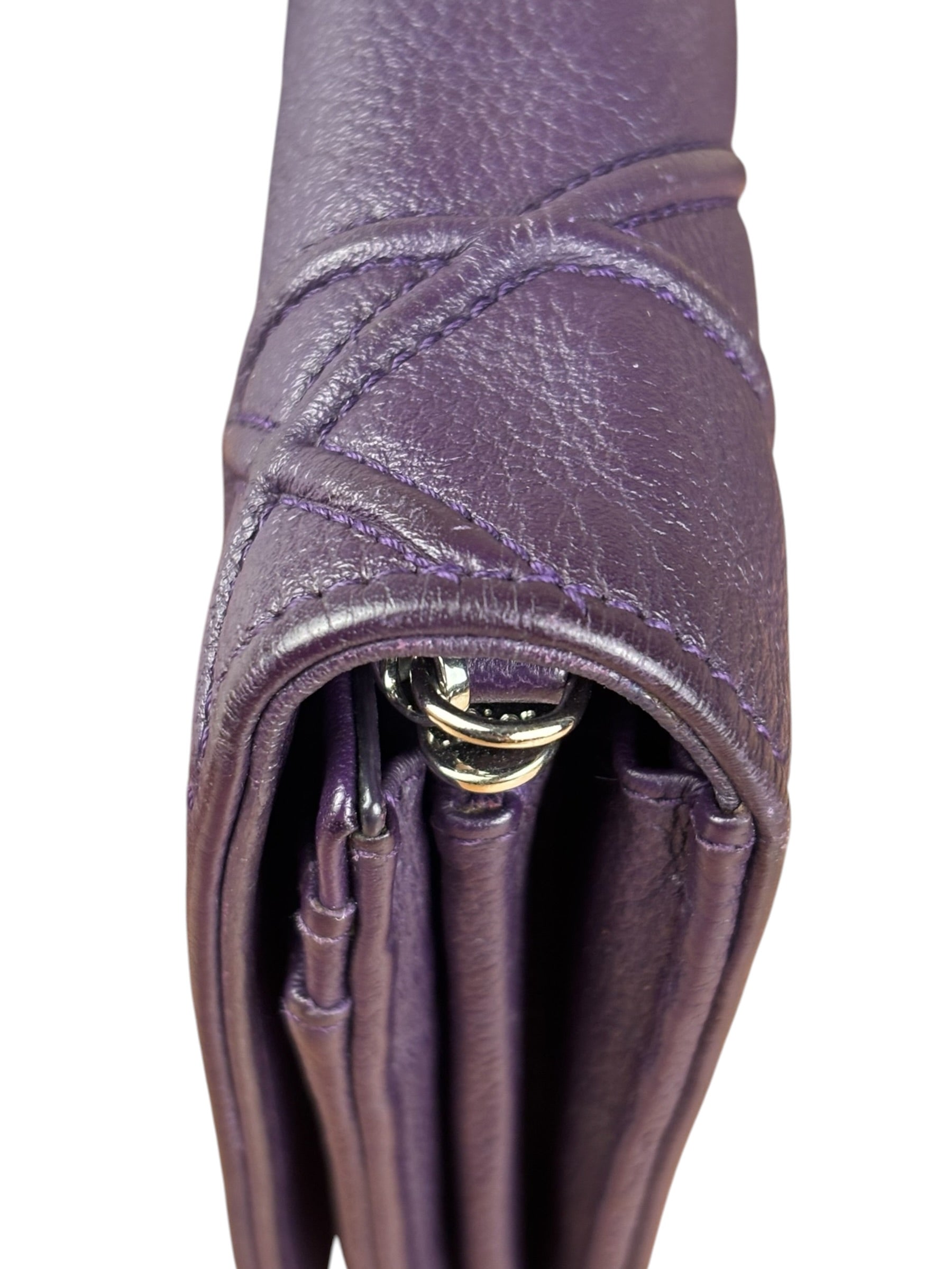 Christian Dior Purple Leather Diorama Wallet on Chain Bag