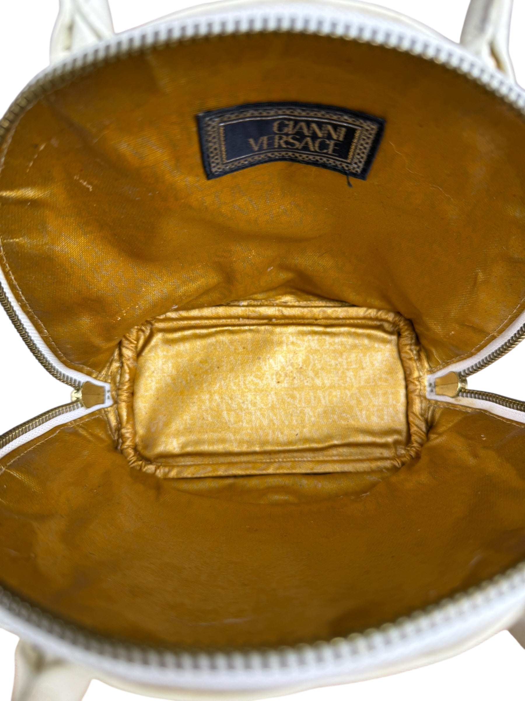 Versace Vintage Mini Osctrich Leather Top Handle Bag