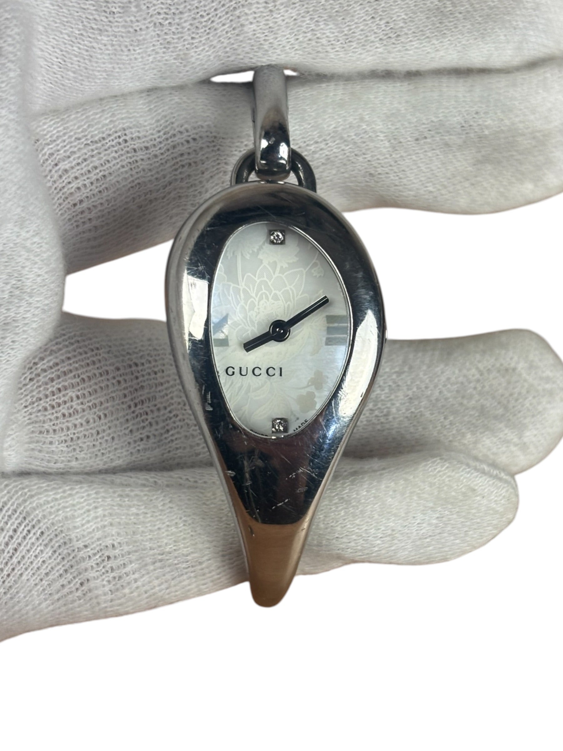 Gucci Silver Steel Horsebit Teardrop Watch