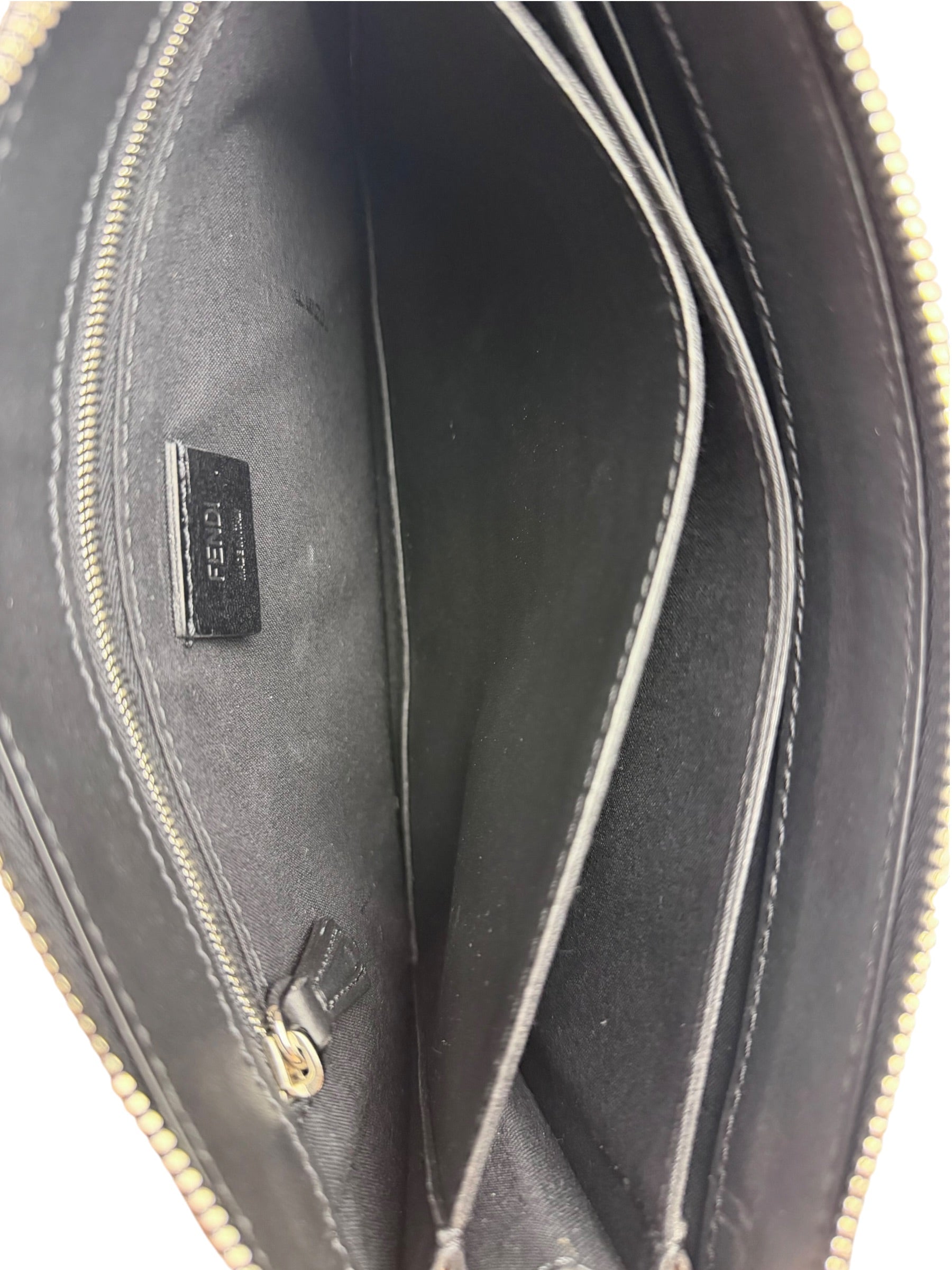 Fendi Black Leather Think Fendi Clutch