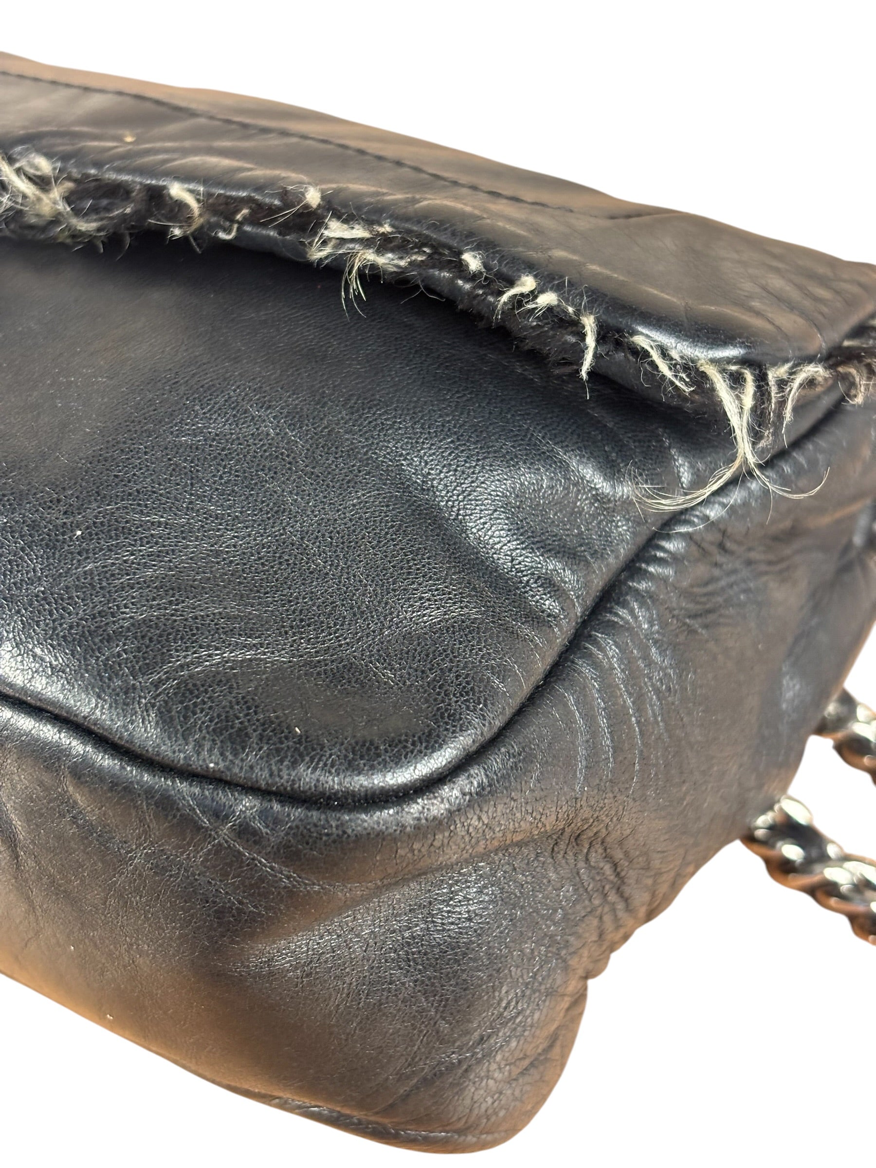 Chanel Black Classic Flap Tweed Shoulder Bag 2010