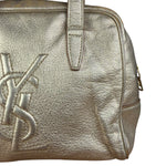 Yves Saint Laurent Gold Leather Embossed YSL Logo Handbag