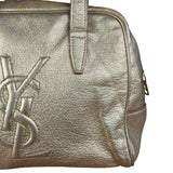 Yves Saint Laurent Gold Leather Embossed YSL Logo Handbag