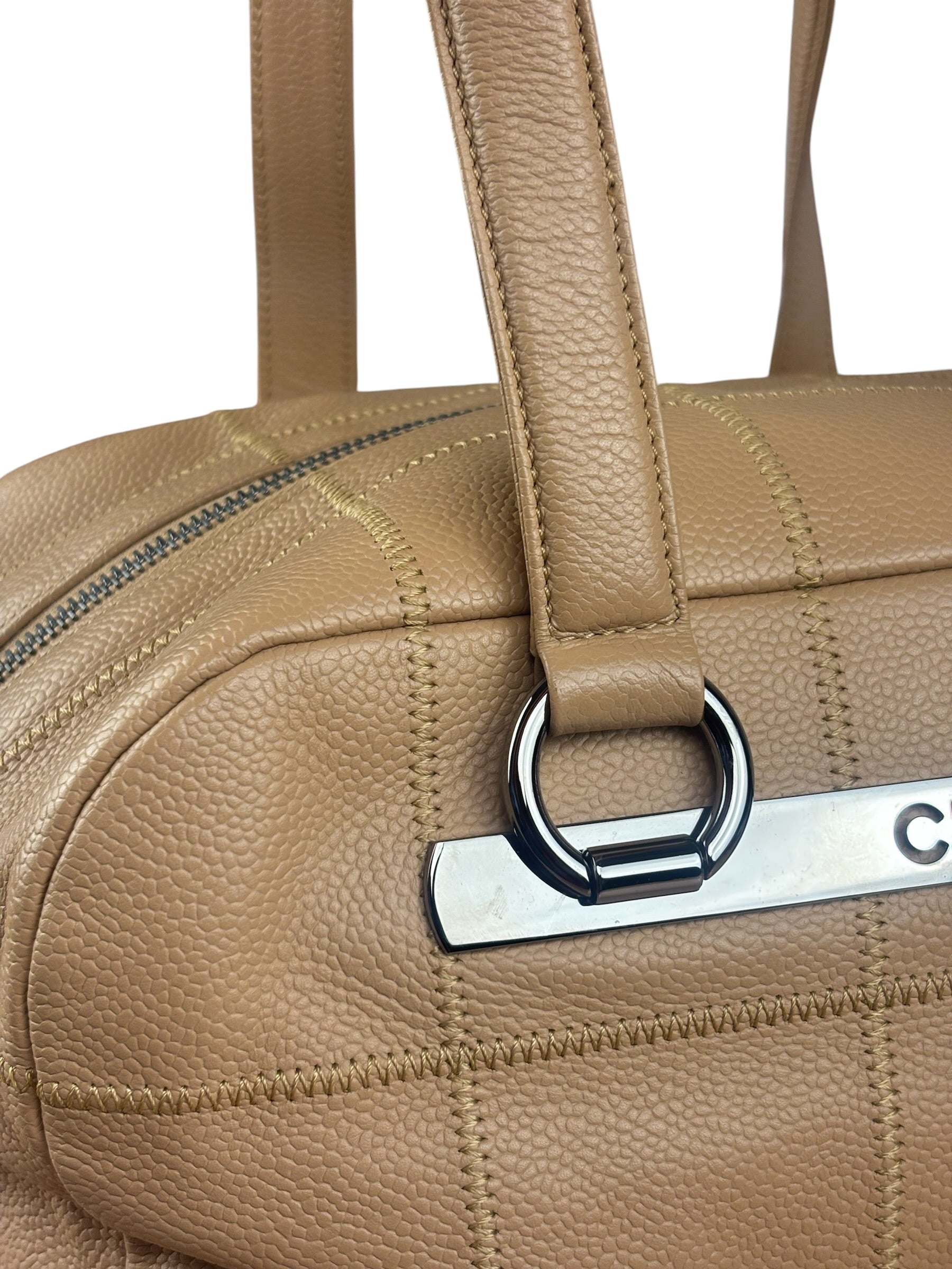 Chanel Beige Caviar Chocolate Bar Boston Bag