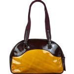 Prada Vintage Yellow/Burgundy Patent Leather Bowler Shoulder Bag