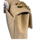 Chanel Vintage Beige Clair Quilted Leather Classic Flap Shoulder Bag 1955
