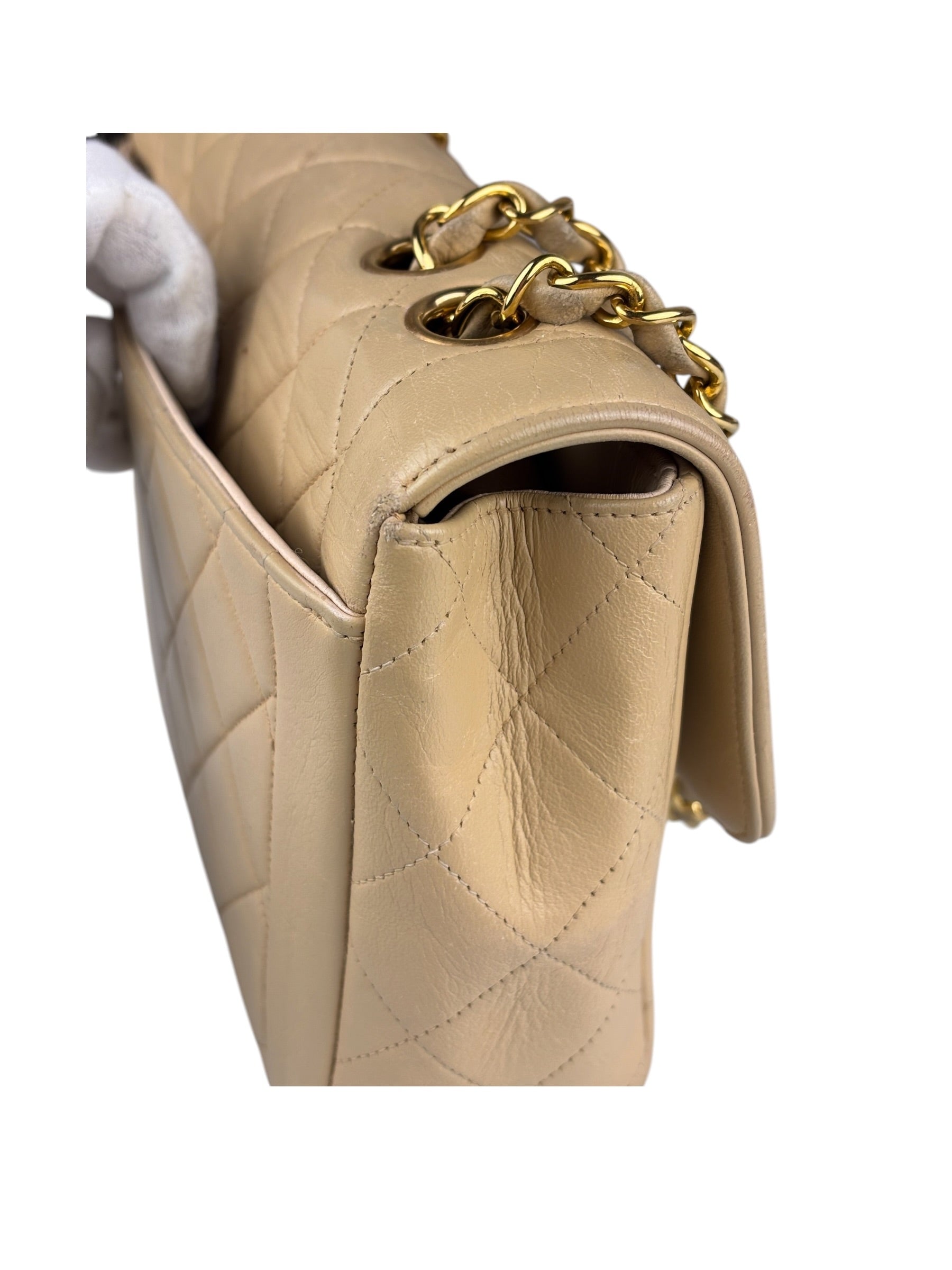 Chanel Vintage Beige Clair Quilted Leather Classic Flap Shoulder Bag 1955