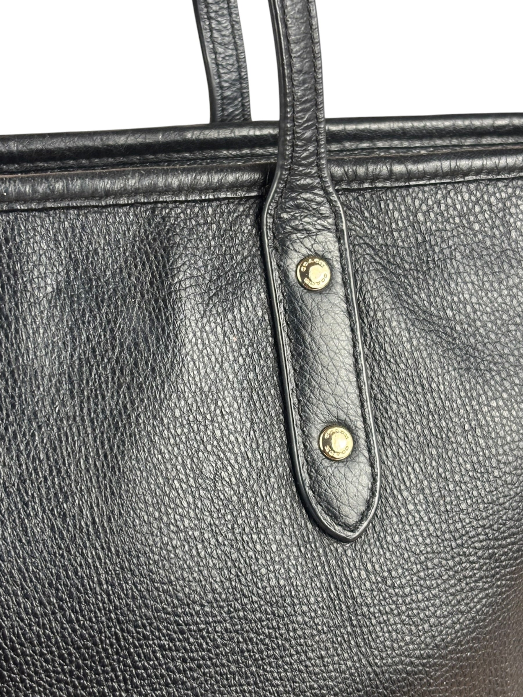 Coach Black Leather City Zip Tote Bag