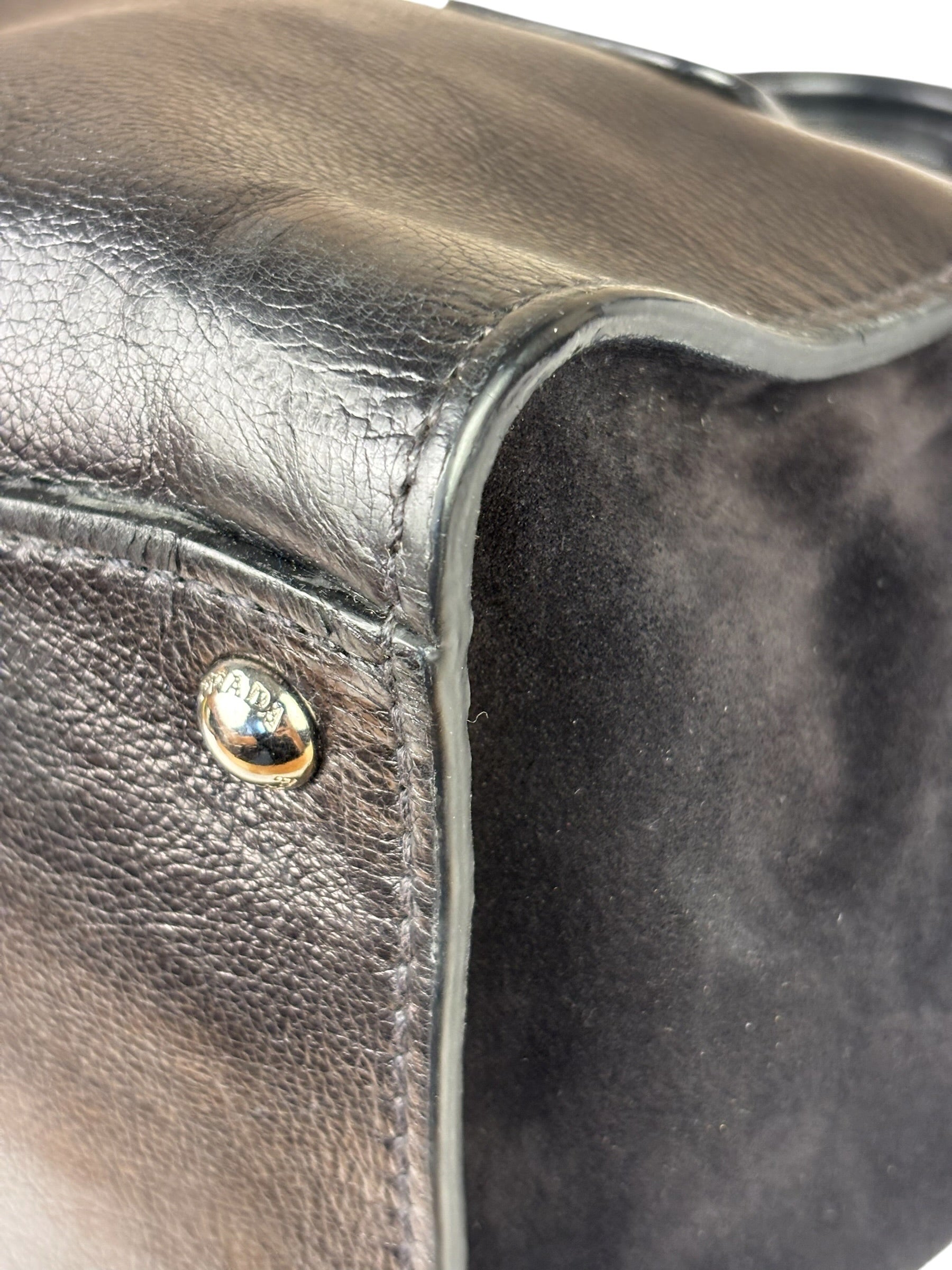 Prada Black Leather/Suede Shoulder Bag