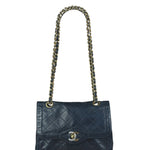 Chanel Dark Navy Quilted Leather Two-Toned CC Double Flap Bag '86-'88