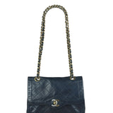 Chanel Dark Navy Quilted Leather Two-Toned CC Double Flap Bag '86-'88