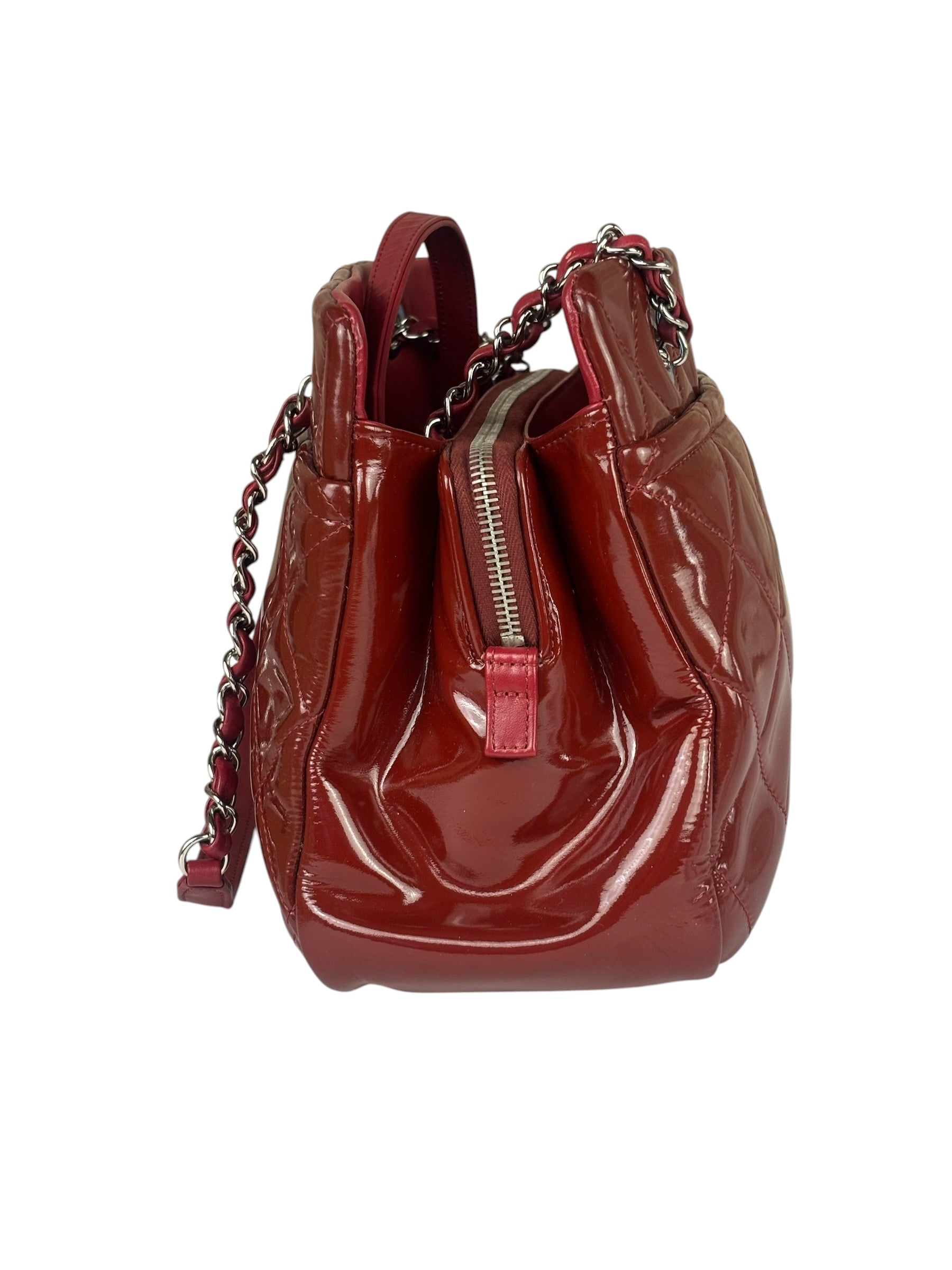 Chanel Red Patent Leather Chain Shoulder Bag 2012