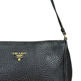 Prada Black Pebbled Leather Pochette