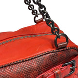 Bottega Veneta Red Lambskin/Lizard Intrecciato Shoulder Bag