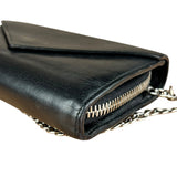 Balenciaga Black Leather Flap Wallet on Chain Bag