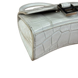 Balenciaga White Croc Embossed Nano Hourglass Bag