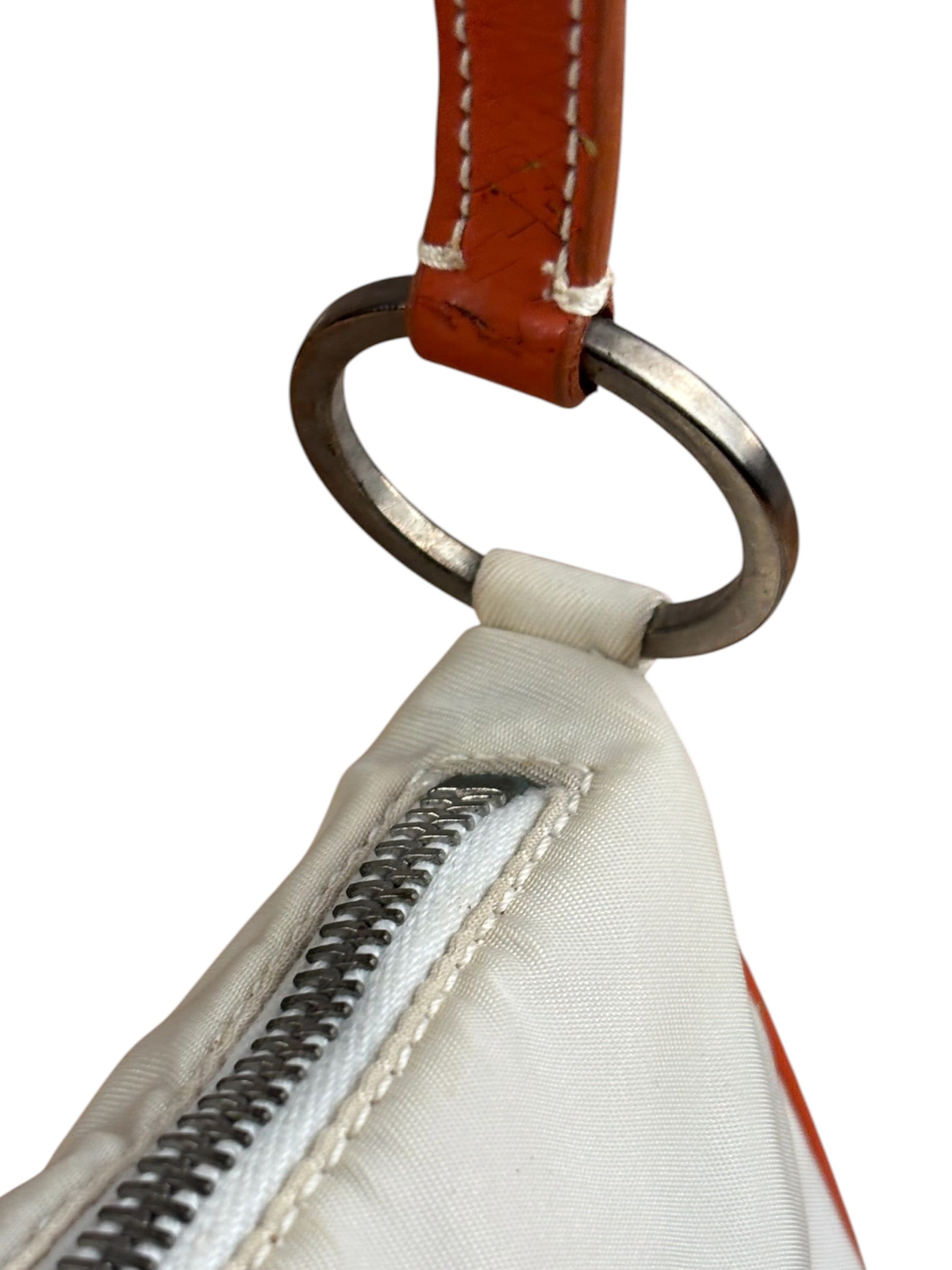 Prada Vintage Re-Edition Orange/White Tessuto Nylon Shoulder Bag