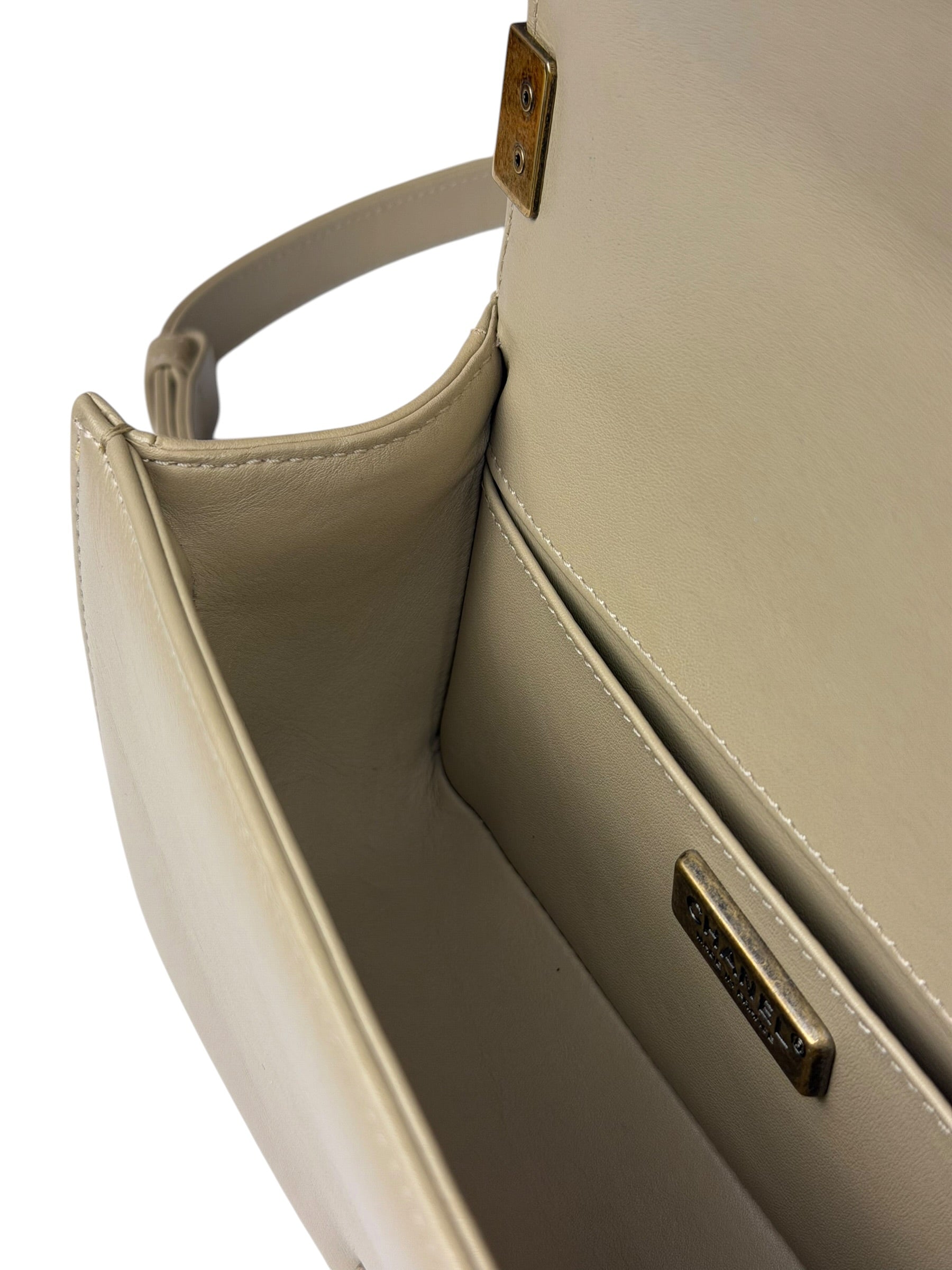 Chanel Beige Leather Boy Stingray Flap Bag 2013