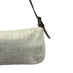 Fendi Cream/Brown Leather Trim Zucca Baguette