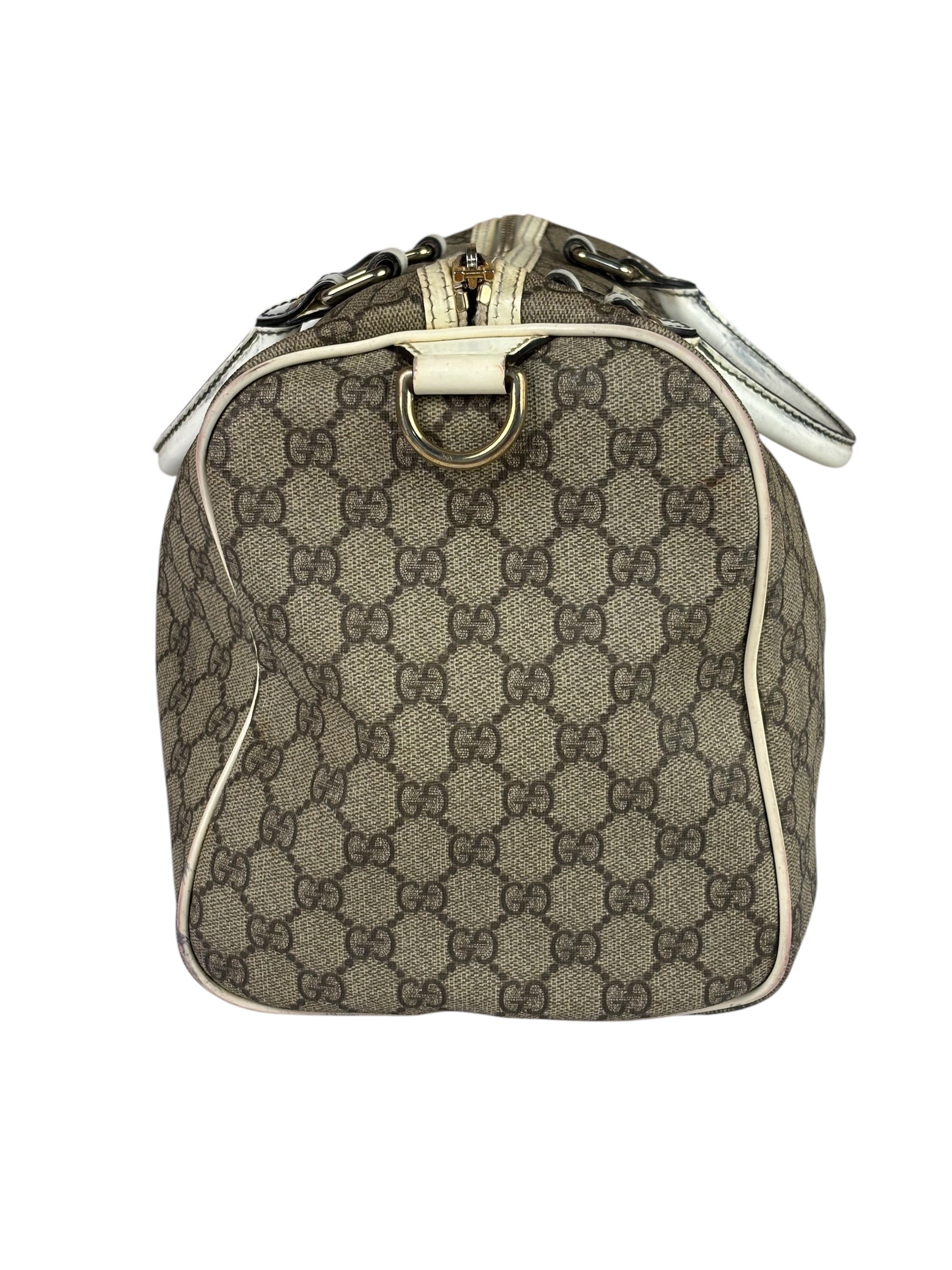 Gucci Beige/White Leather Trim GG Joy Boston Bag