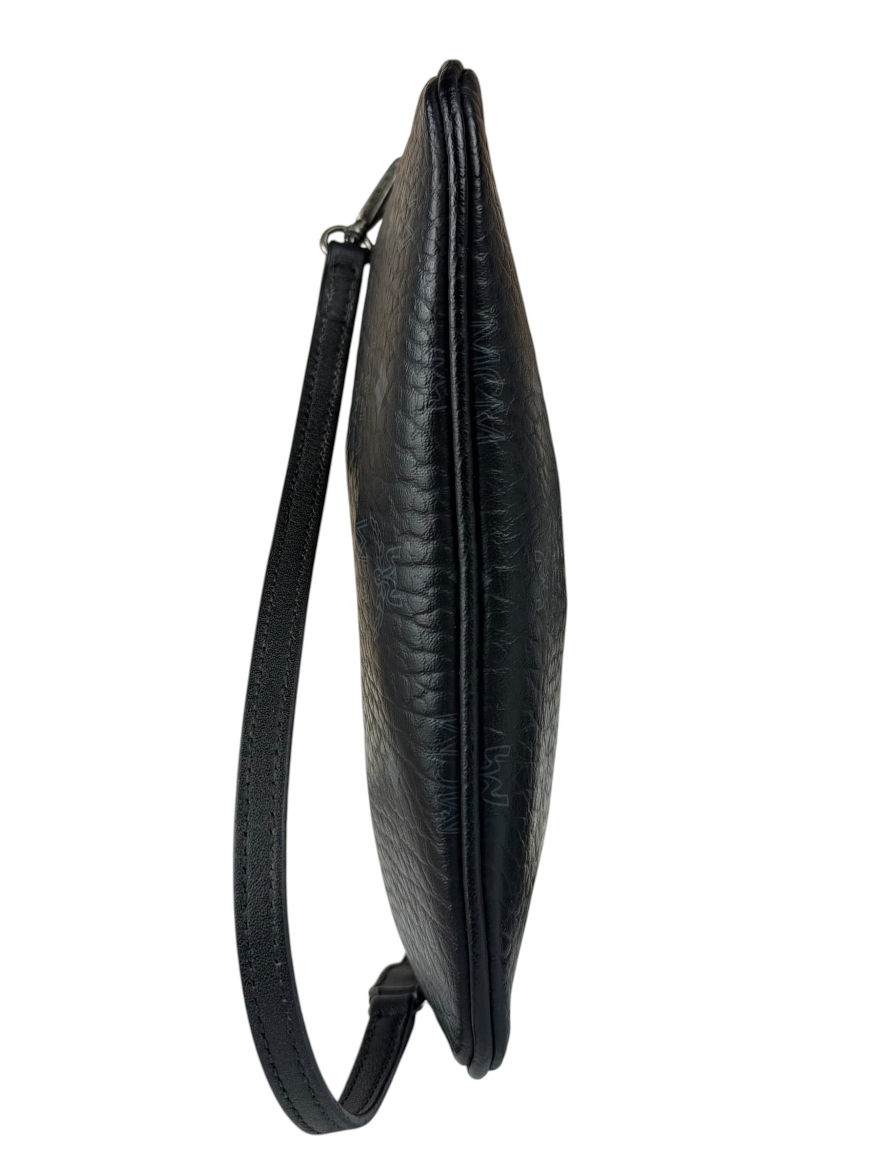 MCM Black Leather Visetos Monogram Pochette