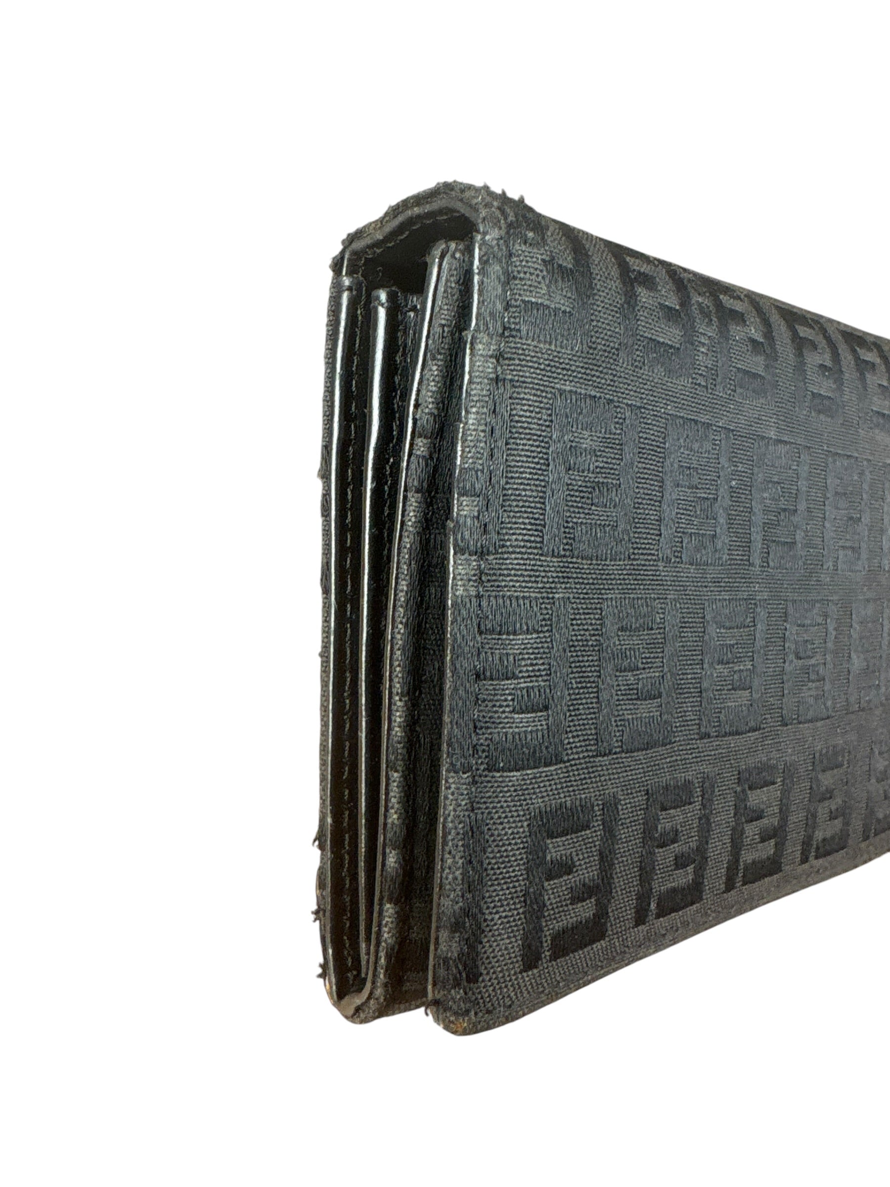Fendi Vintage Black Zucca Print Long Wallet