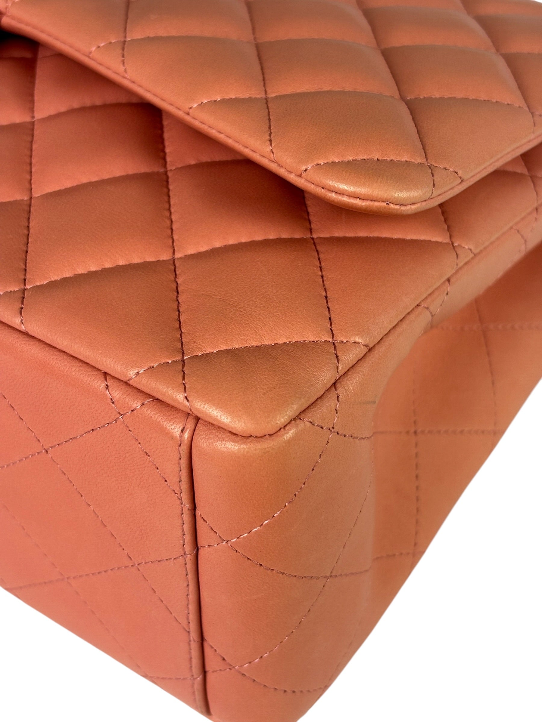 Chanel Pink Quilted Lambskin Classic Large Double Flap Bag 2012