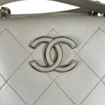Chanel White Quilted Leather Vanity Small Bowling Two-Way Bag 2019