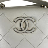 Chanel White Quilted Leather Vanity Small Bowling Two-Way Bag 2019