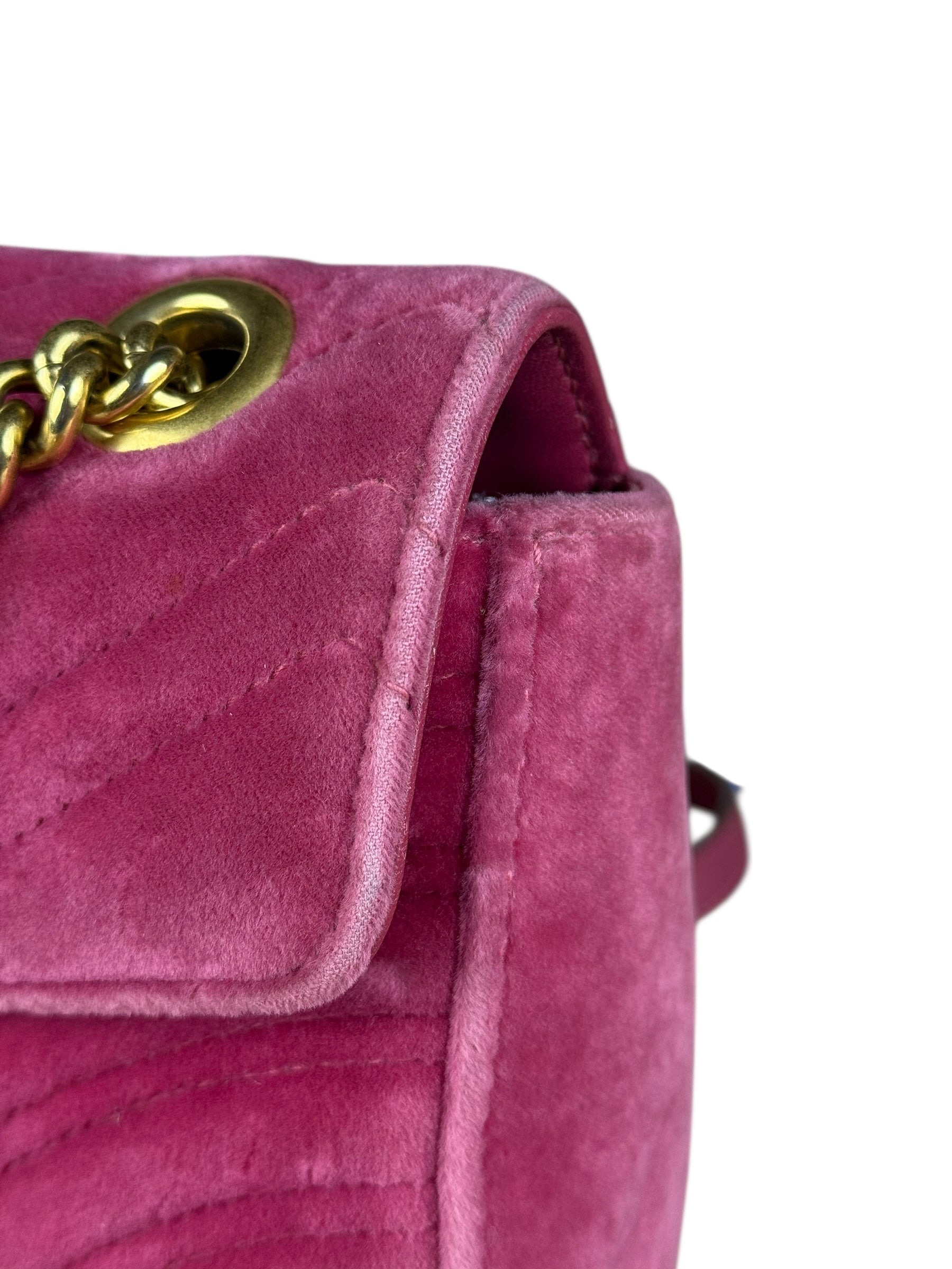 Gucci GG Marmont Pink Velour Chain Bag