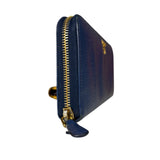 Prada Long Zip Leather Wallet Blue