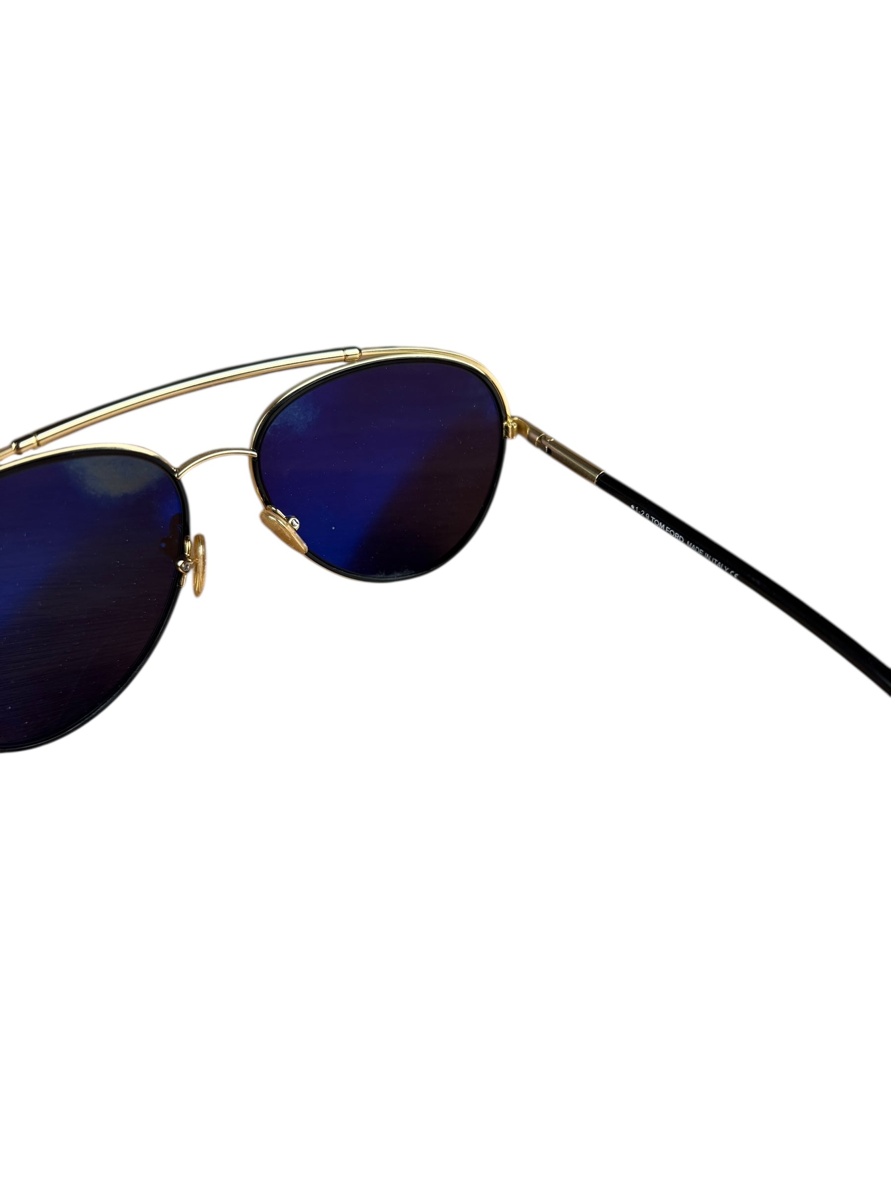 Tom Ford Black/Gold Brow Frame Aviatior Sunglasses