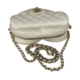 Chanel CC In Love White Quilted Leather Heart Bag 2022