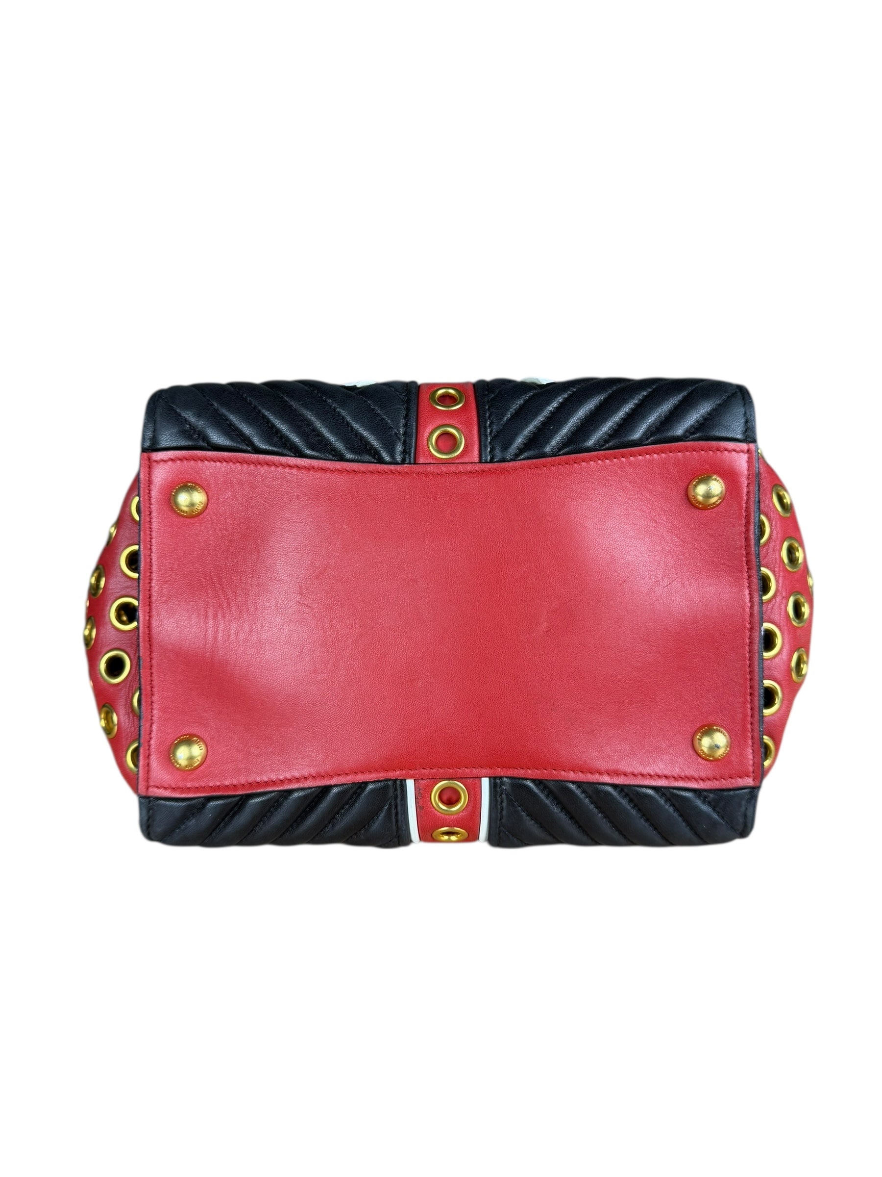 Miu Miu Leather Rings Red Biker Tote