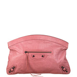 Balenciaga Rose Burbon Leather Large Premier Clutch Bag
