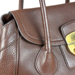 Prada Rich Brown Vitello Daino Sound Lock Satchel Shoulder Bag