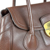 Prada Rich Brown Vitello Daino Sound Lock Satchel Shoulder Bag