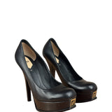 Fendi Black nappa Leather Platform Pumps Fendista Heels